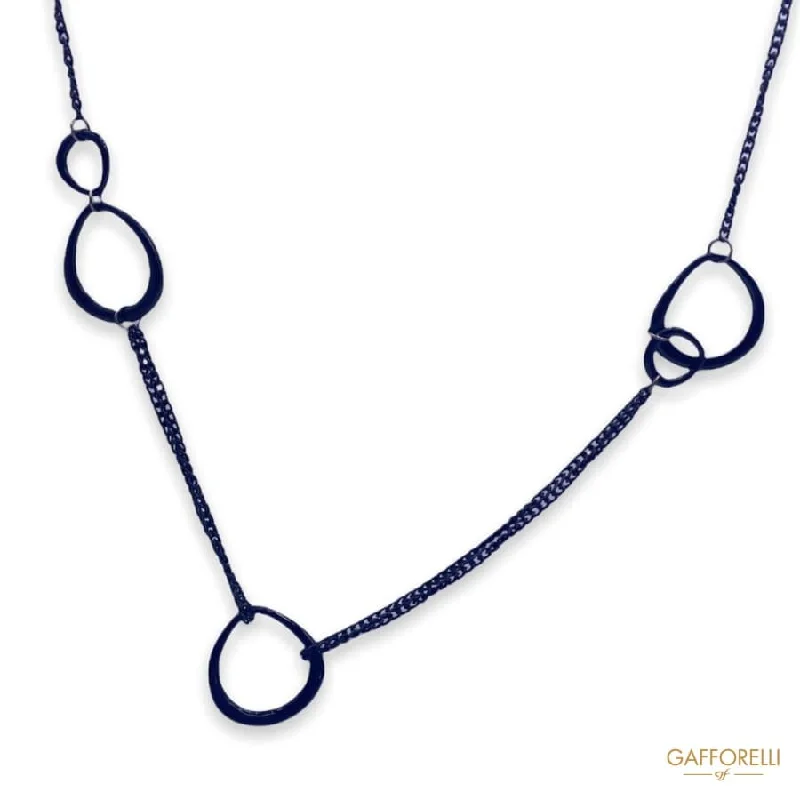 diamond necklaces for women -Black Metal Necklace with Decorative Circles C290 - Gafforelli Srl