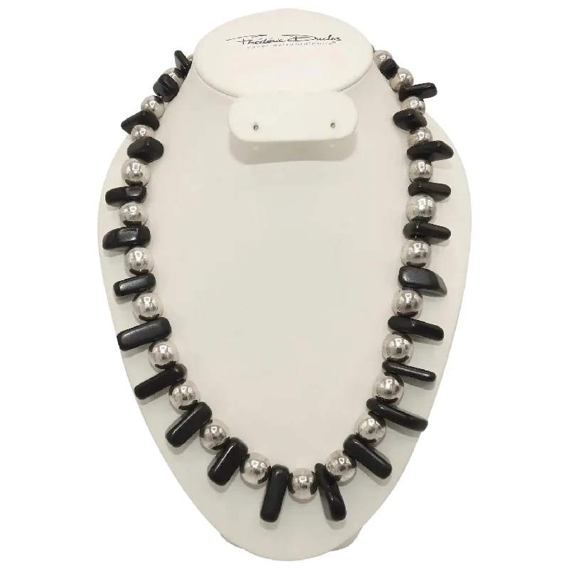 diamond necklaces for women -Sterling Silver & Onyx Necklace