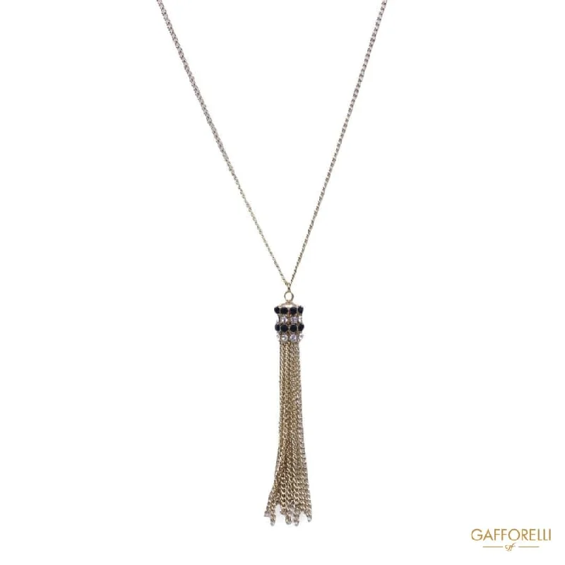 sparkling crystal necklaces for women -Necklace with Tassel and Rhinestones C182 - Gafforelli Srl