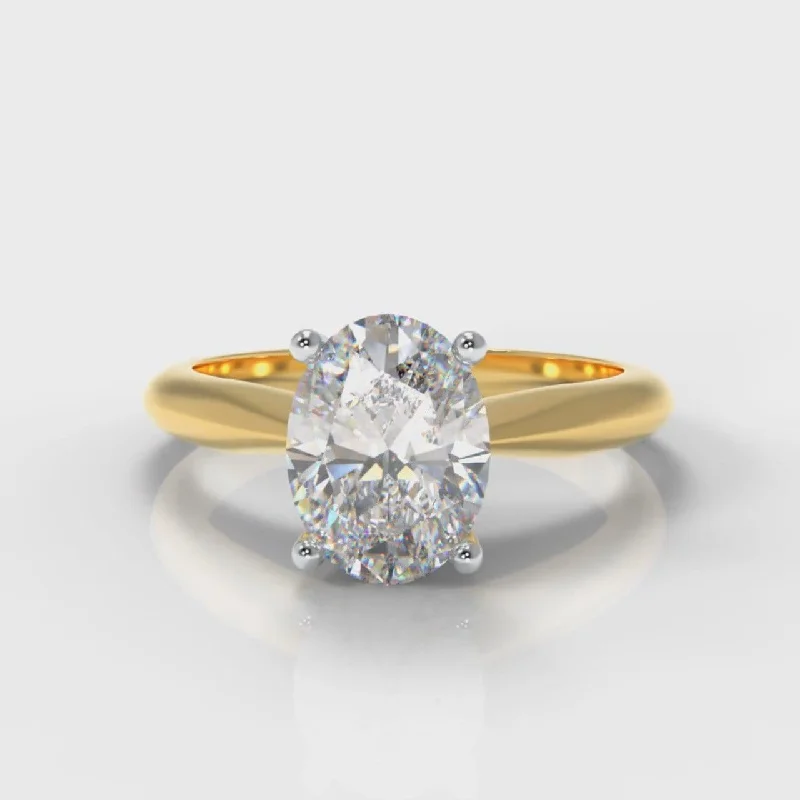 bridal solitaire engagement rings -Carrée Solitaire Oval Diamond Engagement Ring - Yellow Gold