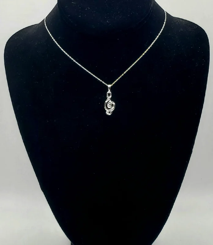 sapphire necklaces for women -Sterling Silver Treble Clef Chain Necklace - 18.25"