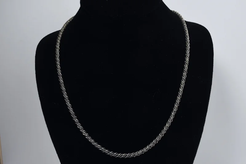 trendy choker necklaces for women -Vintage Sterling Silver Thick Twisted Rope Chain Necklace - 20.75"