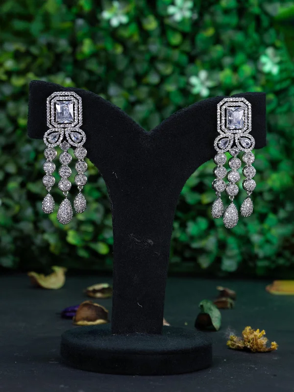 cubic zirconia earrings for women -Zircon earring with cz stones and hangings