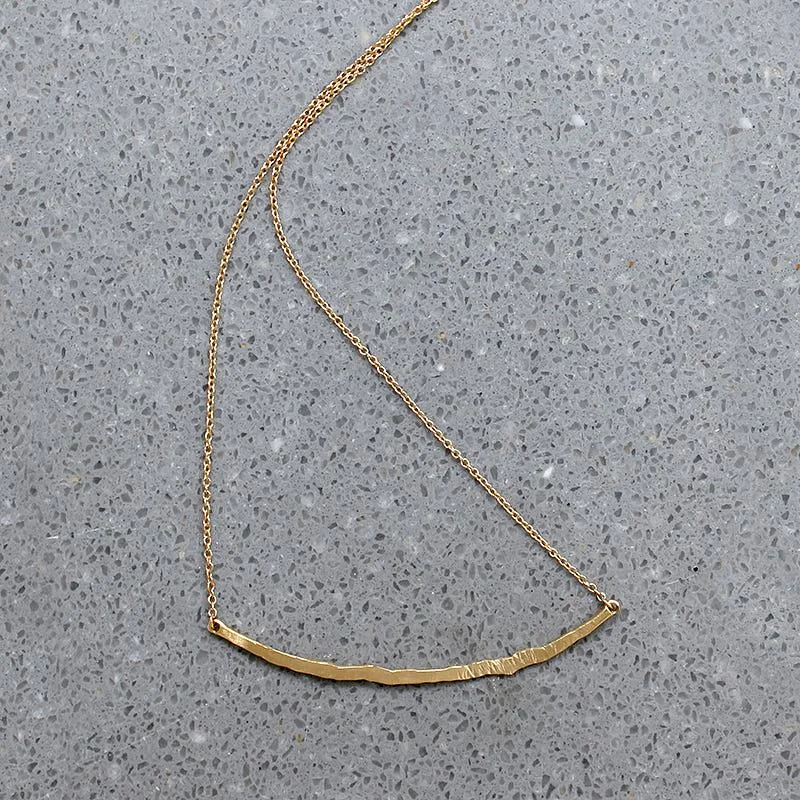 bridal necklaces for women -Hand Forged Gold Bar Necklace by brunet