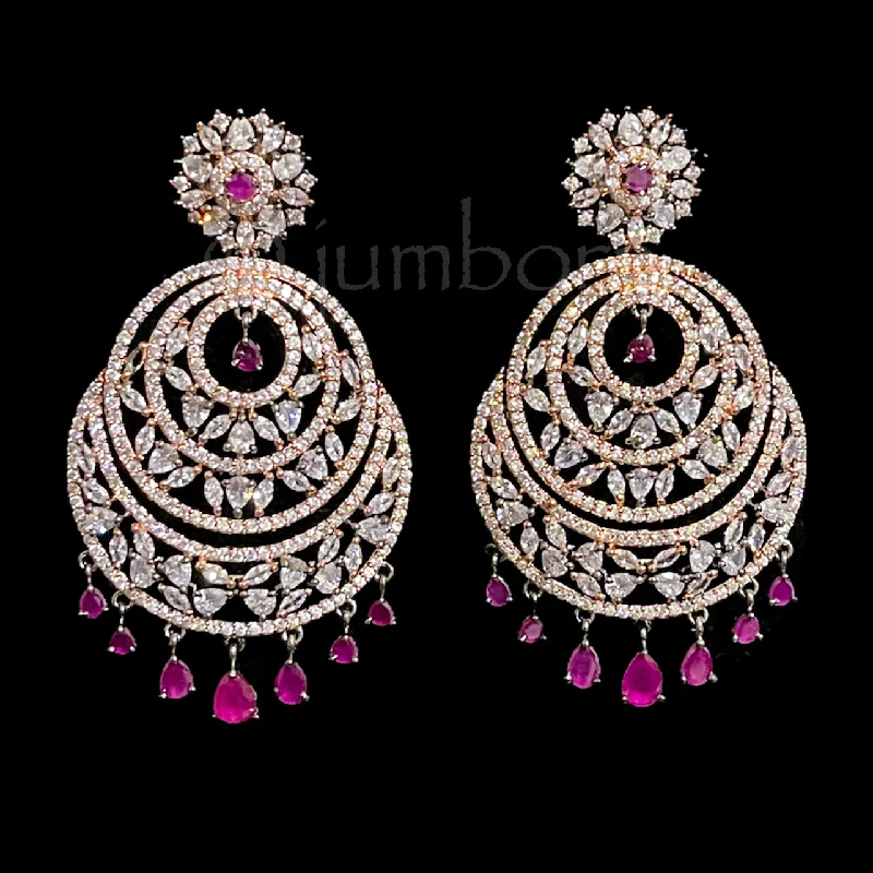 stud and hoop earrings for women -Victorian Finish Statement Dual Tone AD Zircon (CZ) Earring