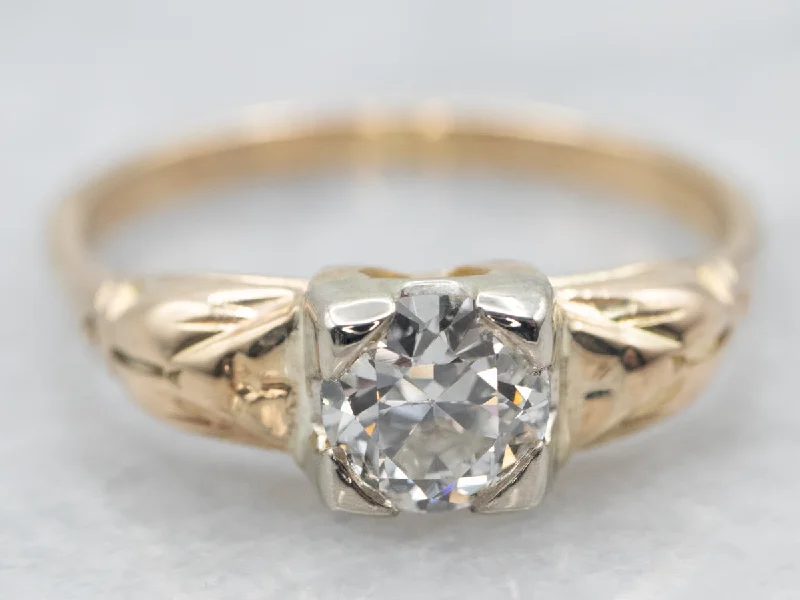 elegant diamond rings -Antique 1930's Diamond Engagement Ring