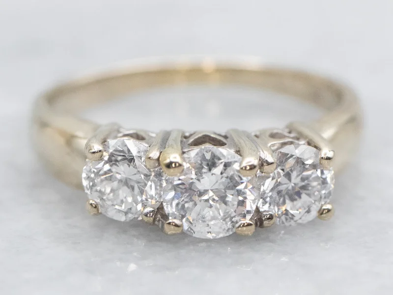 multi-stone engagement rings -Past, Present, Future, Three Diamond Engagement Ring