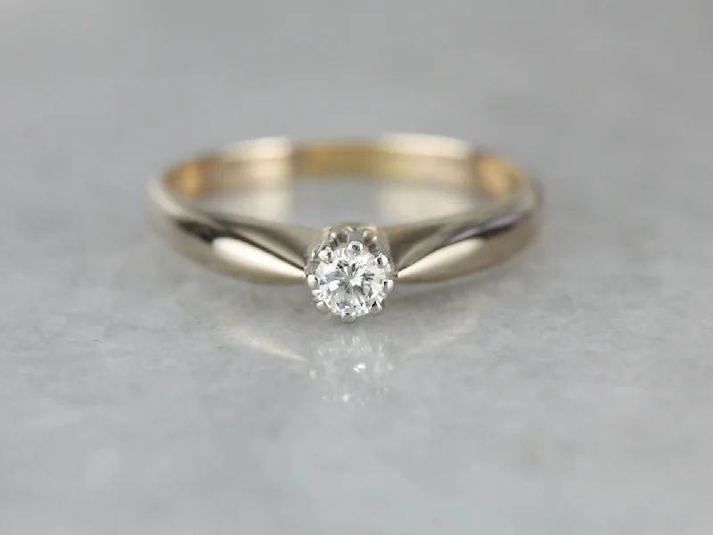 affordable diamond engagement rings -Vintage High Profile Diamond Solitaire Engagement Ring