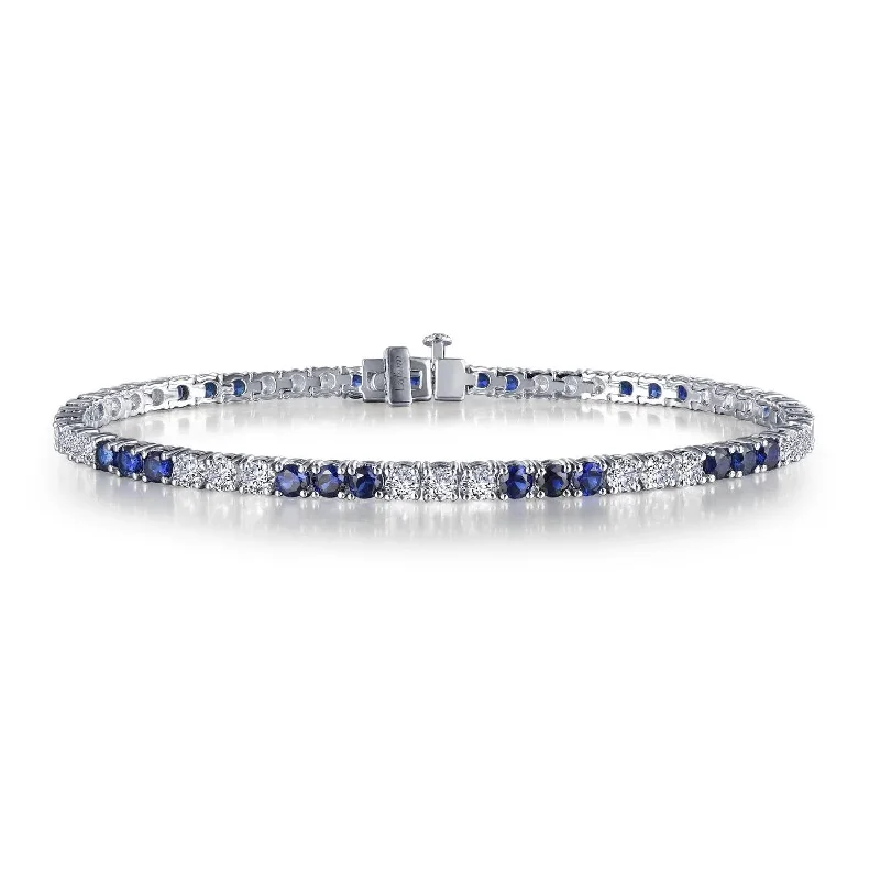 alternative wedding rings for women -6.0 Ctw Alternating Tennis Bracelet In Sapphire/silver