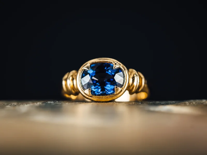 14k Yellow Gold Blue Spinel Ring