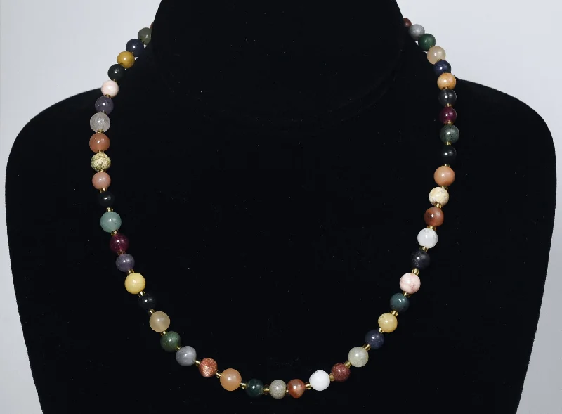 vintage gold necklaces for women -Lots of Different Gemstone Beads Necklace