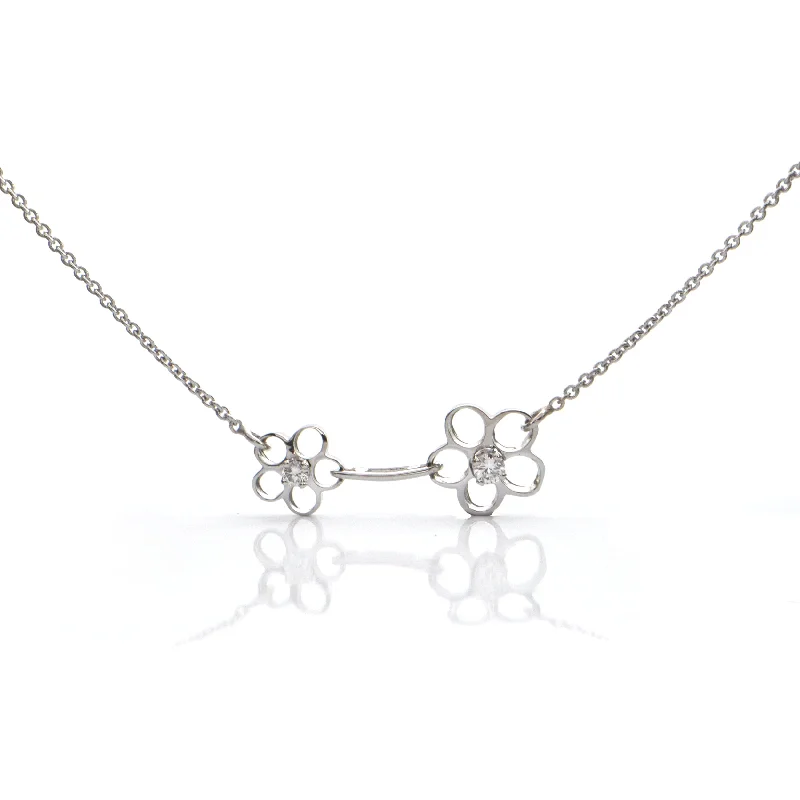 modern necklaces for women -0.15CT Diamond Daisy Flower 18K White Gold Necklace