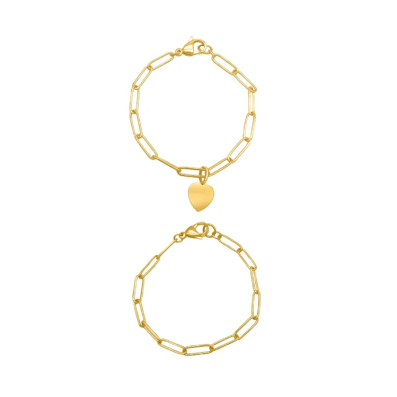 women’s rings with diamonds -Adornia Heart Paper Clip Chain Set gold