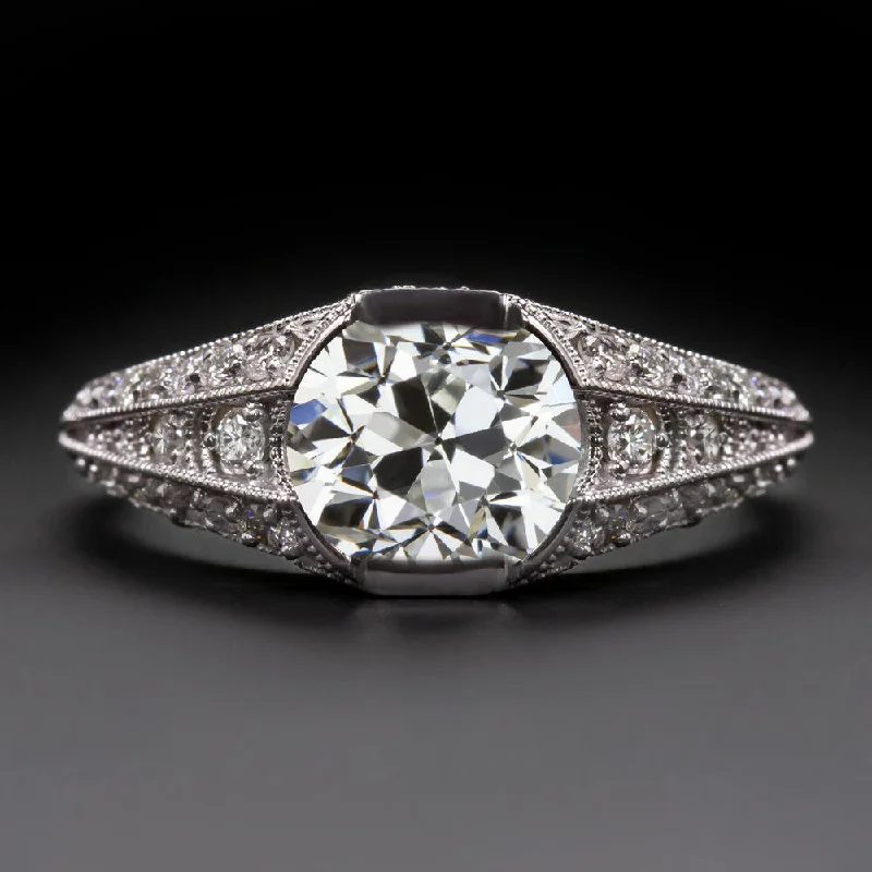 engagement rings for non-traditional brides -1.76ct OLD CUT DIAMOND ENGAGEMENT RING CERTIFIED I VS2 VINTAGE STYLE WHITE GOLD