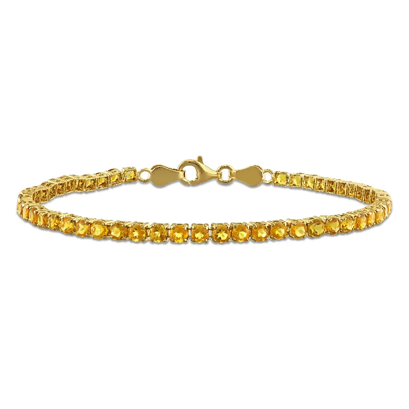 wedding bracelets for women -Mimi & Max 4 1/10ct TGW Maderia Citrine Tennis Bracelet Yellow Silver-7.25 in