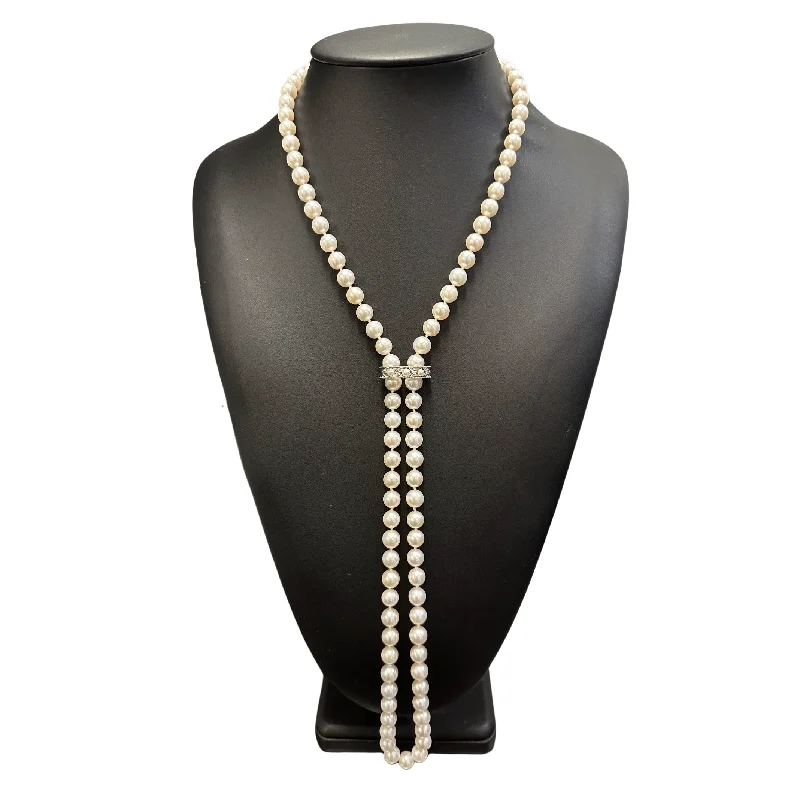 trendy necklaces for women -Estate Opera Length (35") Cultured Japanese Akoya Pearl Necklace