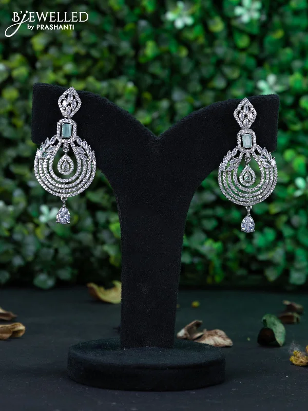 rose gold earrings for women -Zircon earring with mint green & cz stones and hanging