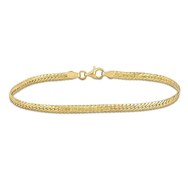 colorful bracelets for women -Mimi & Max 3mm Herringbone Bracelet in 18k Yellow Gold Plated Sterling Silver - 7.5 in