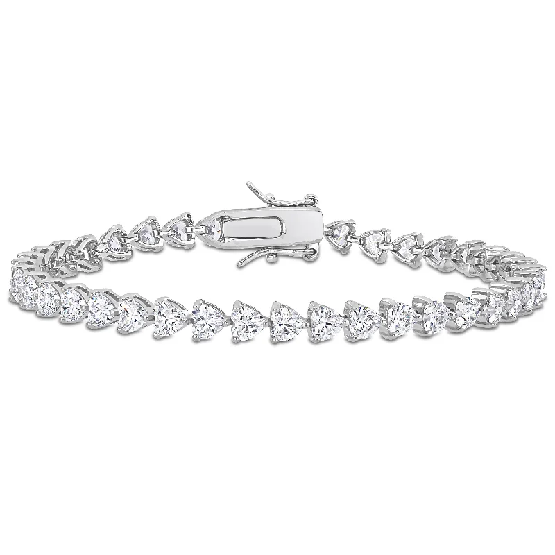 trendy bangle bracelets -10 CT TGW Created White Sapphire Tennis Bracelet in Sterling Silver