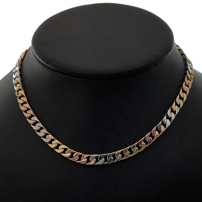 sapphire necklaces for women -Vintage Solid 18k Three-Tone Curb Link Necklace