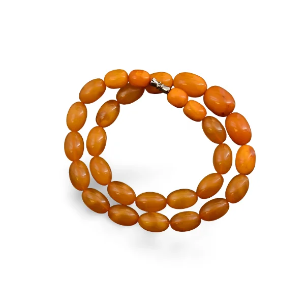 romantic necklaces for women -Gorgeous Sterling Silver Natural Old Royal Amber Bead Necklace