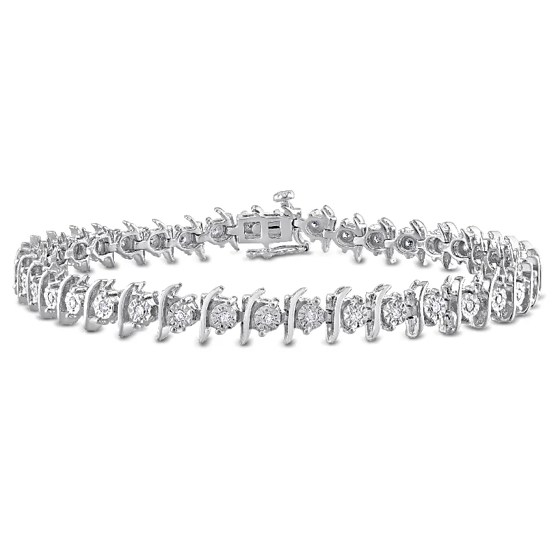 rose gold wedding rings -Mimi & Max 1/2ct TW Diamond Tennis Bracelet in Sterling Silver