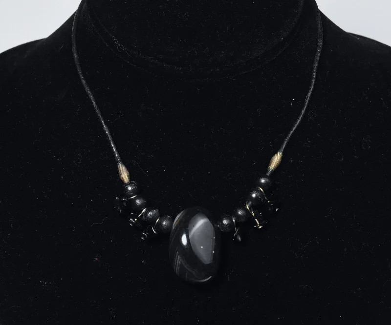 designer necklaces for women -Black Onyx Pendant and Ebony Necklace