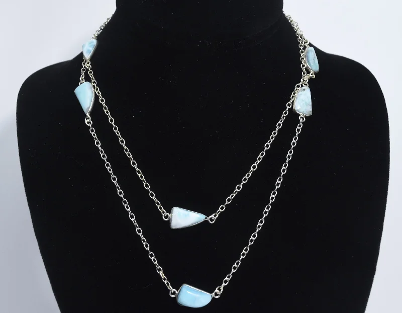 stunning statement necklaces for women -34" Larimar Infinity Station Necklace