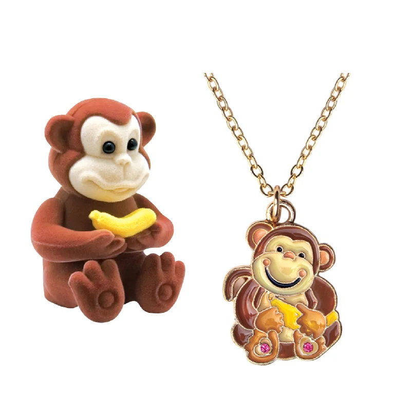 elegant heart-shaped necklaces for women -Kids Monkey Necklace