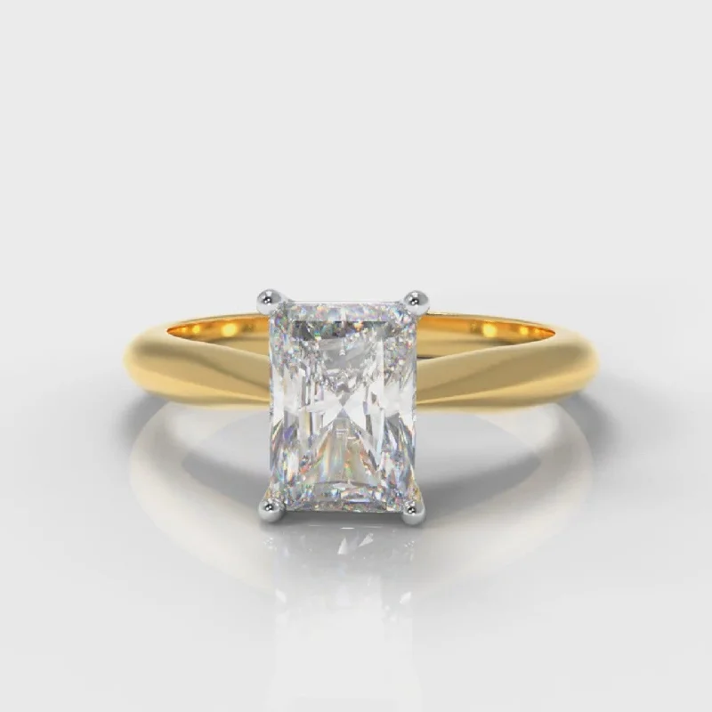 designer engagement rings -Carrée Solitaire Radiant Cut Diamond Engagement Ring - Yellow Gold