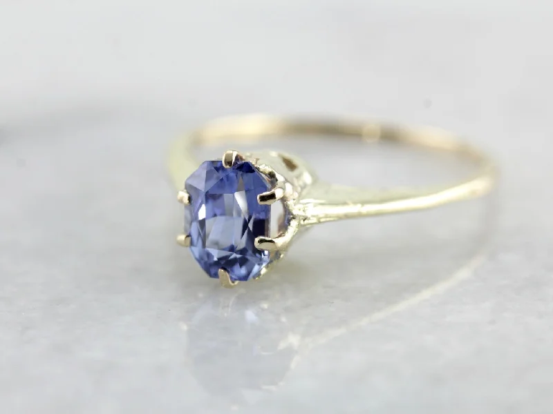 oval cut engagement rings -Art Nouveau Sapphire Solitaire Engagement Ring