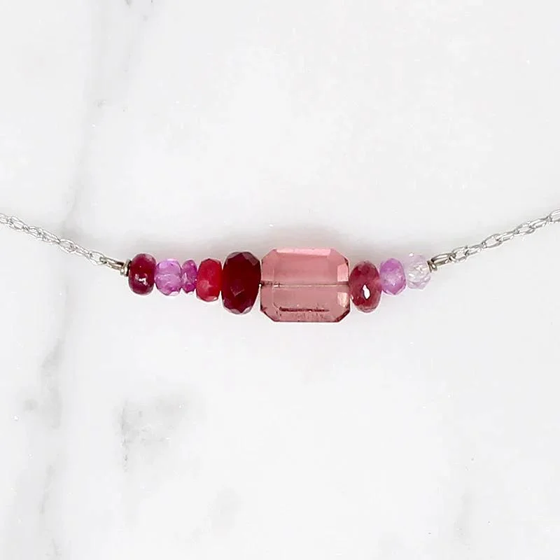 women’s necklaces -Olio Arc Necklace in Reds & Pinks by brunet