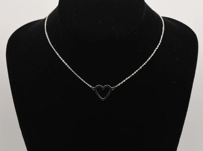 bridal necklaces for women -Sterling Silver Heart Pendant Chain Necklace - 14.5"