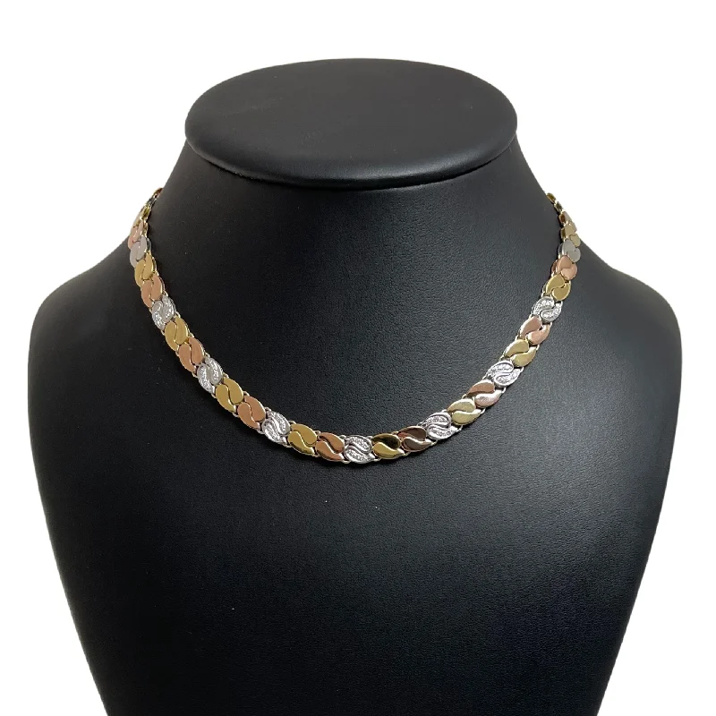 symbolic necklaces for women -Italian Chimento Diamond Tri-Colored 18k Gold Reversable Necklace