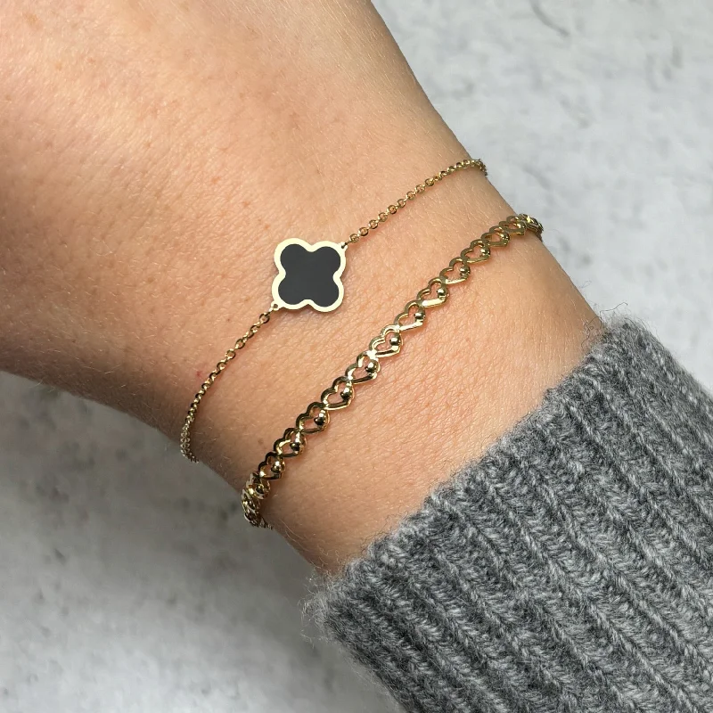 rose gold bangles for women -Small Onyx Single Clover Bracelet