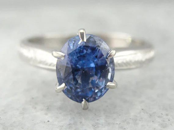 oval cut engagement rings -Blue Ceylon Sapphire, Classic Engagement Ring Solitaire