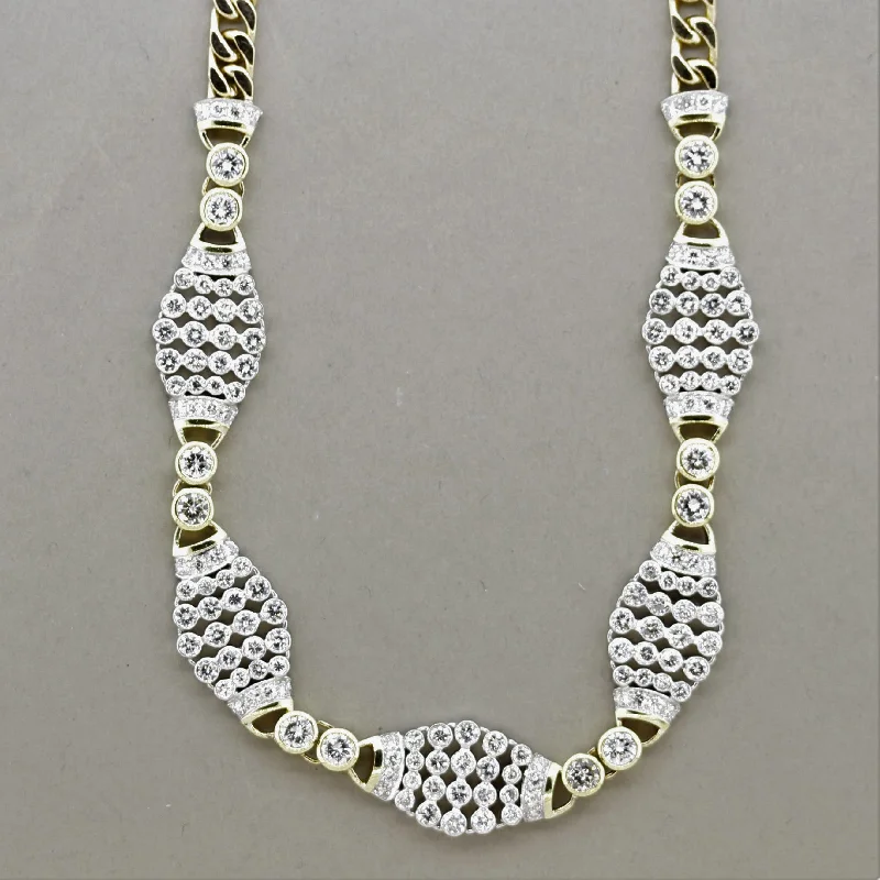 unique charm necklaces for women -Diamond Gold-Link Choker Necklace