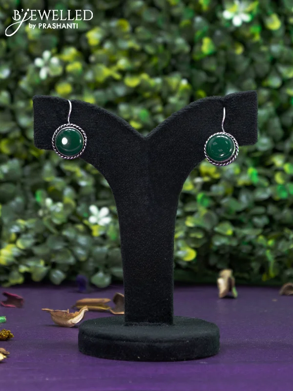 small gold earrings for women -Oxidised hanging type earring with emerald stones