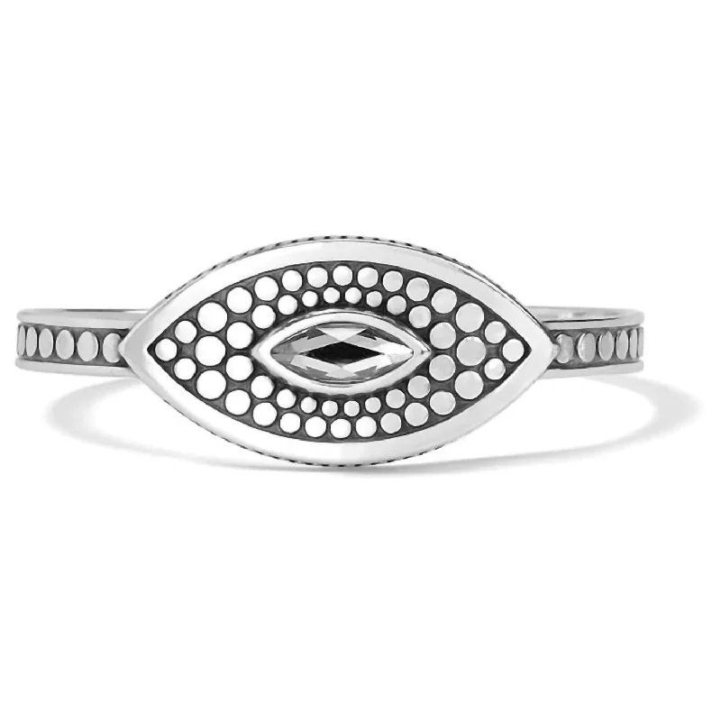 sparkling rings for women -Women's Pebble Disc Marquise Cuff Bracelet In Silver