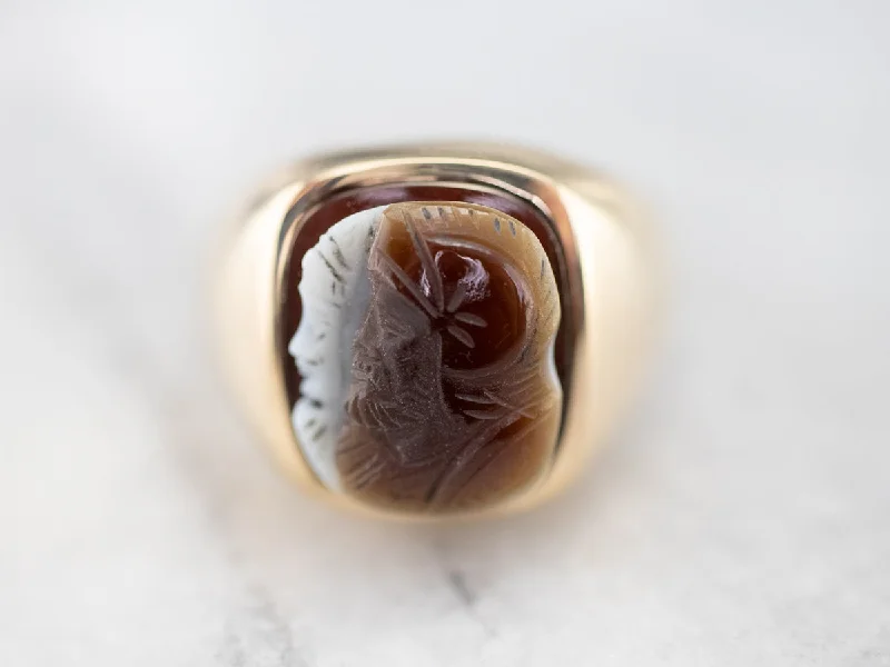 Husband and Wife  Gold Sardonyx Cameo Ring