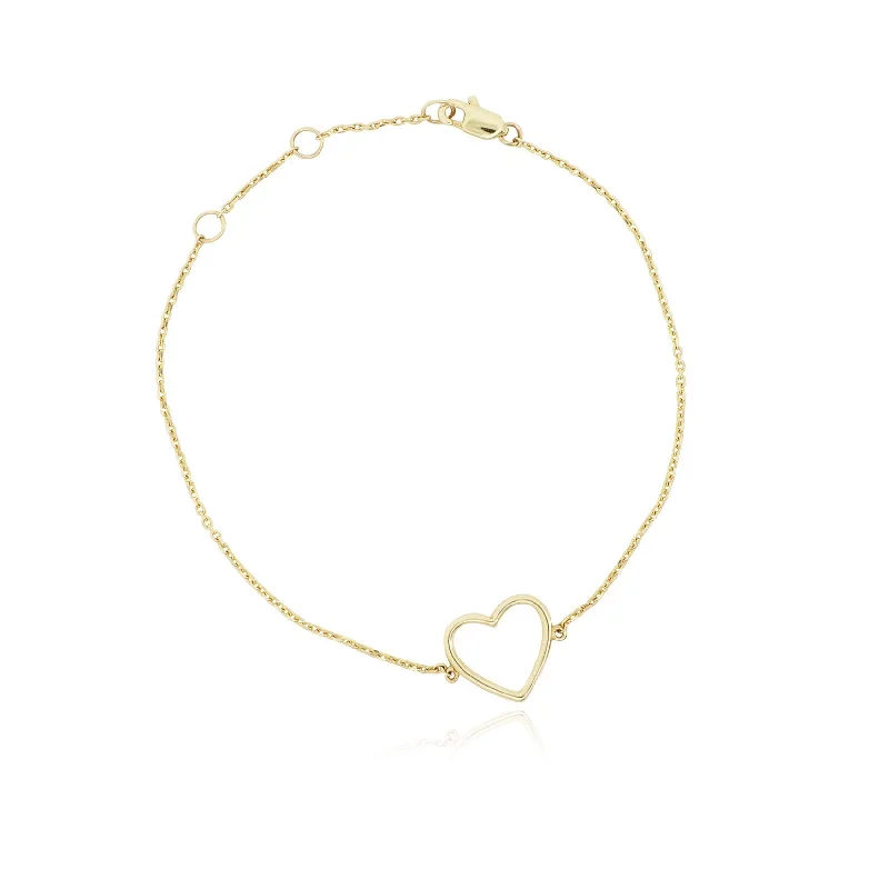 women’s bracelet sets -Gold Open Heart Bracelet