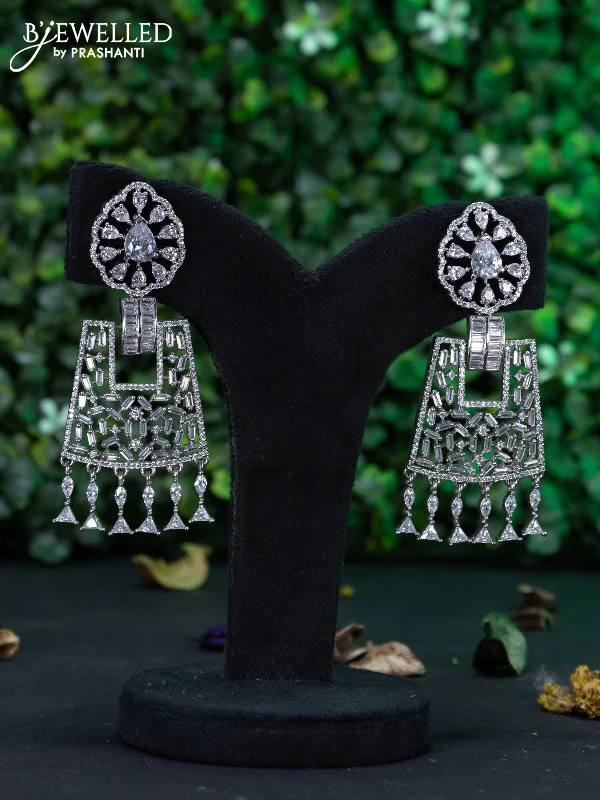 crystal drop earrings -Zircon earring with cz stones and hangings