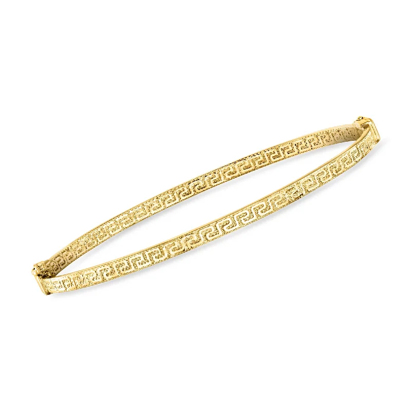 personalized bangle bracelets -Canaria Italian 10kt Yellow Gold Greek Key Bangle Bracelet