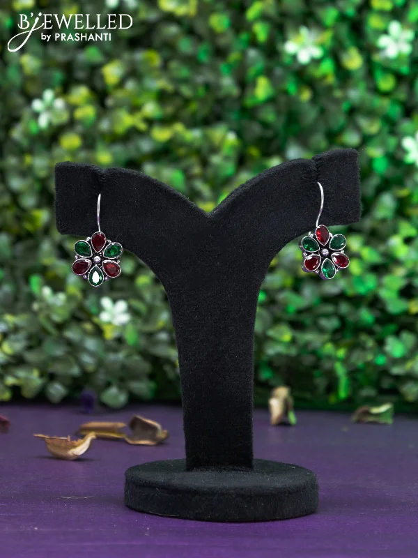 colorful earrings for women -Oxidised hanging type earring with kemp stones