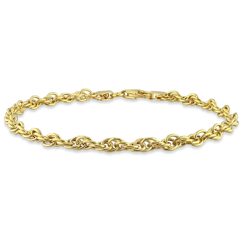 women’s cubic zirconia rings -Mimi & Max 3.7mm Singapore Chain Bracelet in Yellow Silver-7.5 in