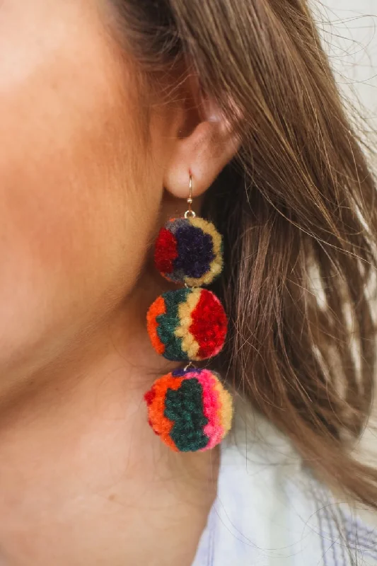 large earrings for women -Coast To Coast Pom Earrings