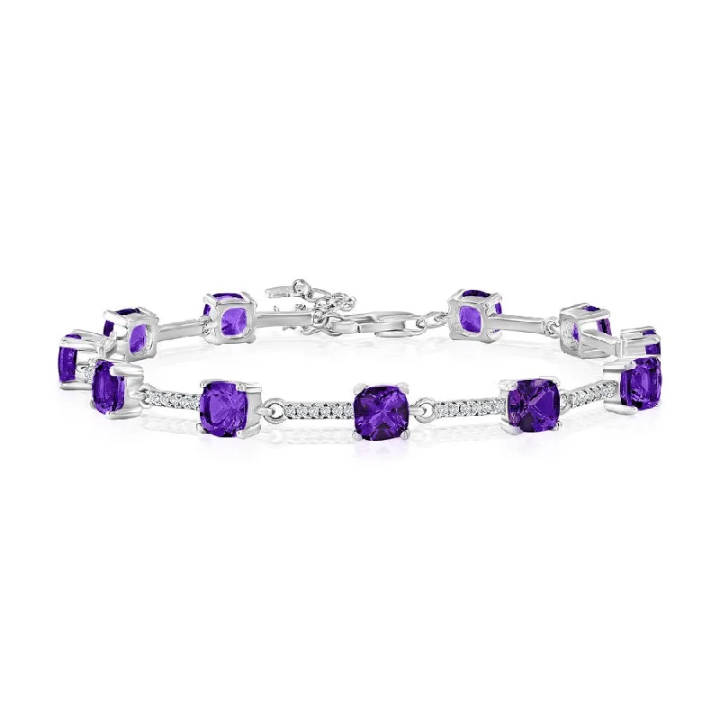 elegant bangles for women -Sterling Silver, Tennis Gemstone Bracelet