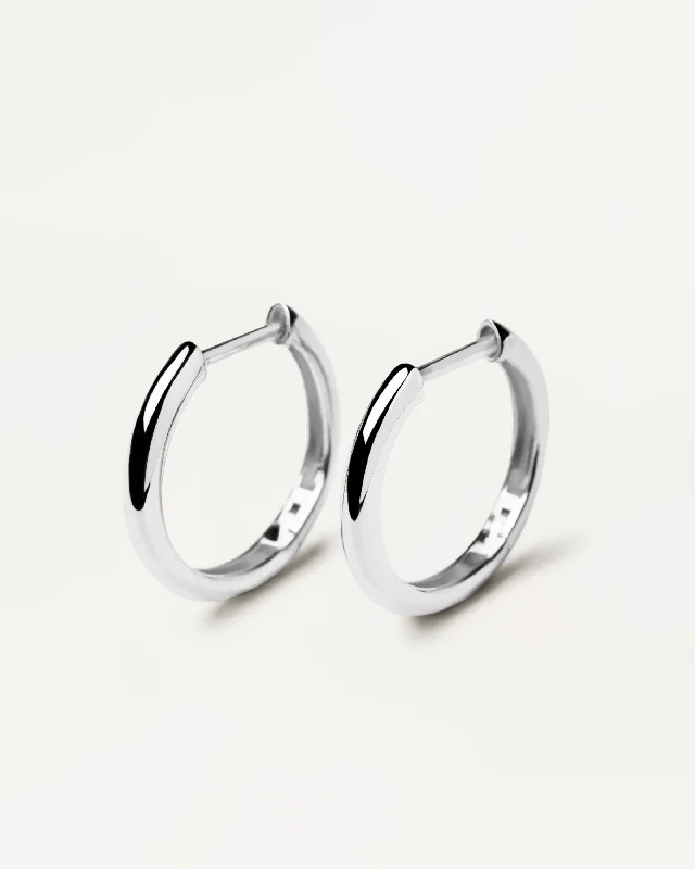 fashion earrings for women -White Gold Bold Medium Hoops