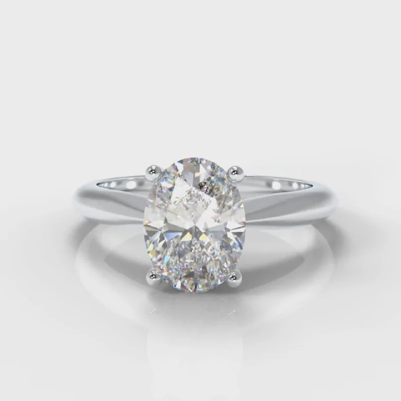 engagement rings with sapphires -Carrée Solitaire Oval Diamond Engagement Ring