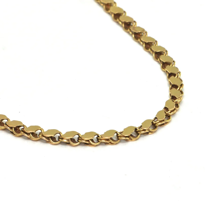 elegant gold necklaces for women -Vintage Chain Link Necklace with Flat Links in 18k Yellow Gold